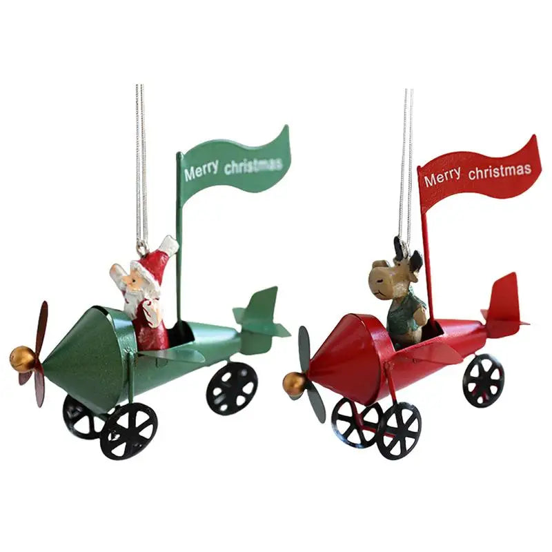 Vintage Santa Airplane Christmas Tree Ornament
