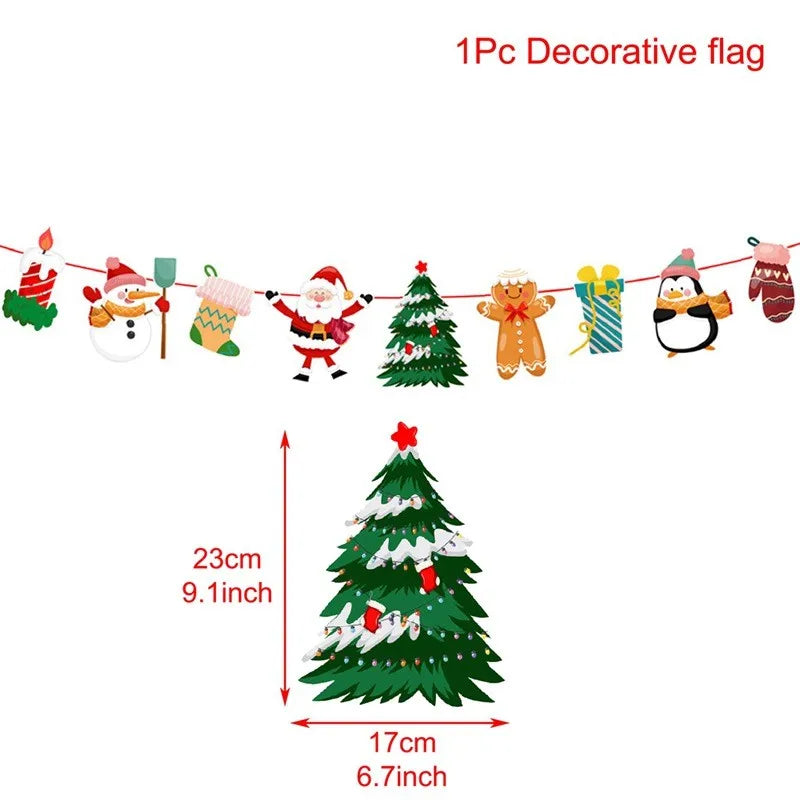 Festive Christmas Banner Garland & Tree Ornaments - Image 16