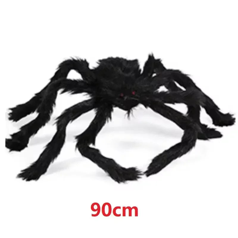 Giant Black Plush Spider Decorations for Halloween - Image 13