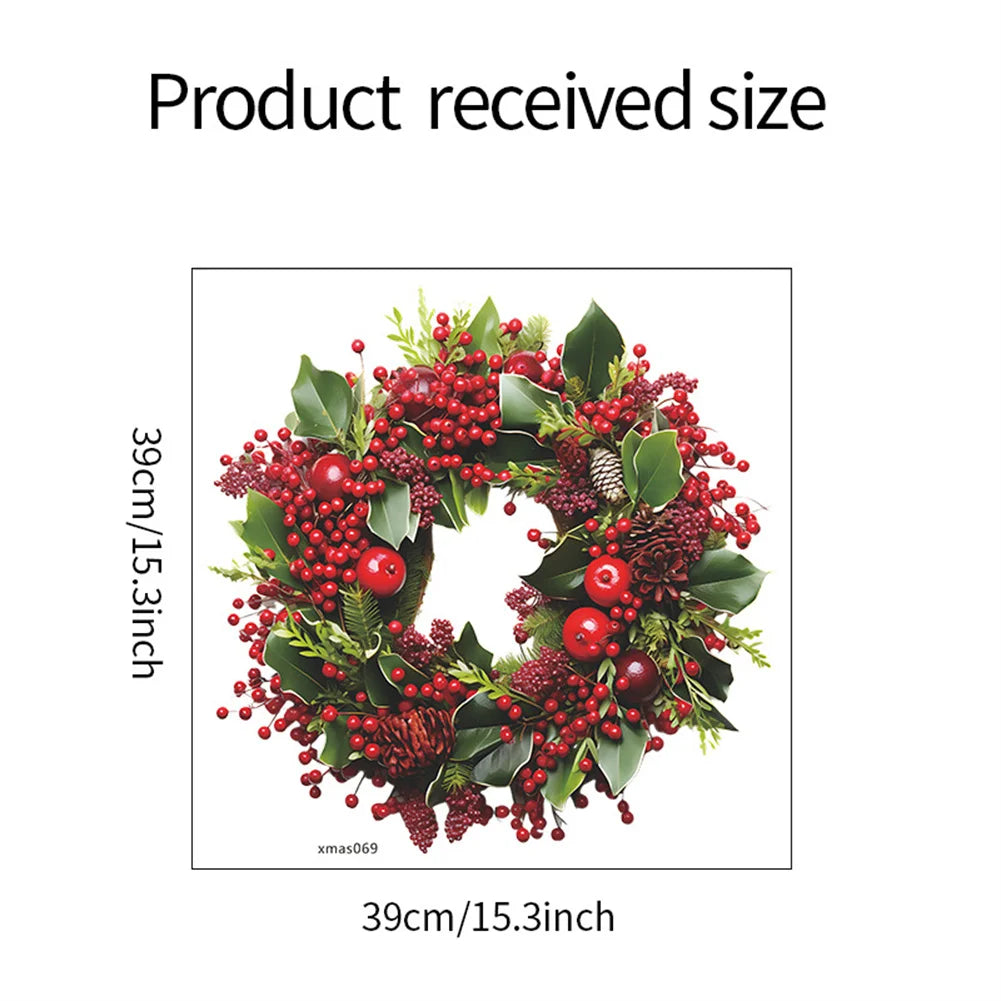 Festive Self-Adhesive Christmas Wreath Wall Decor - Image 8