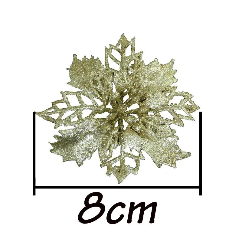 Glittering 10-Piece Christmas Tree Flower Ornaments - Image 19