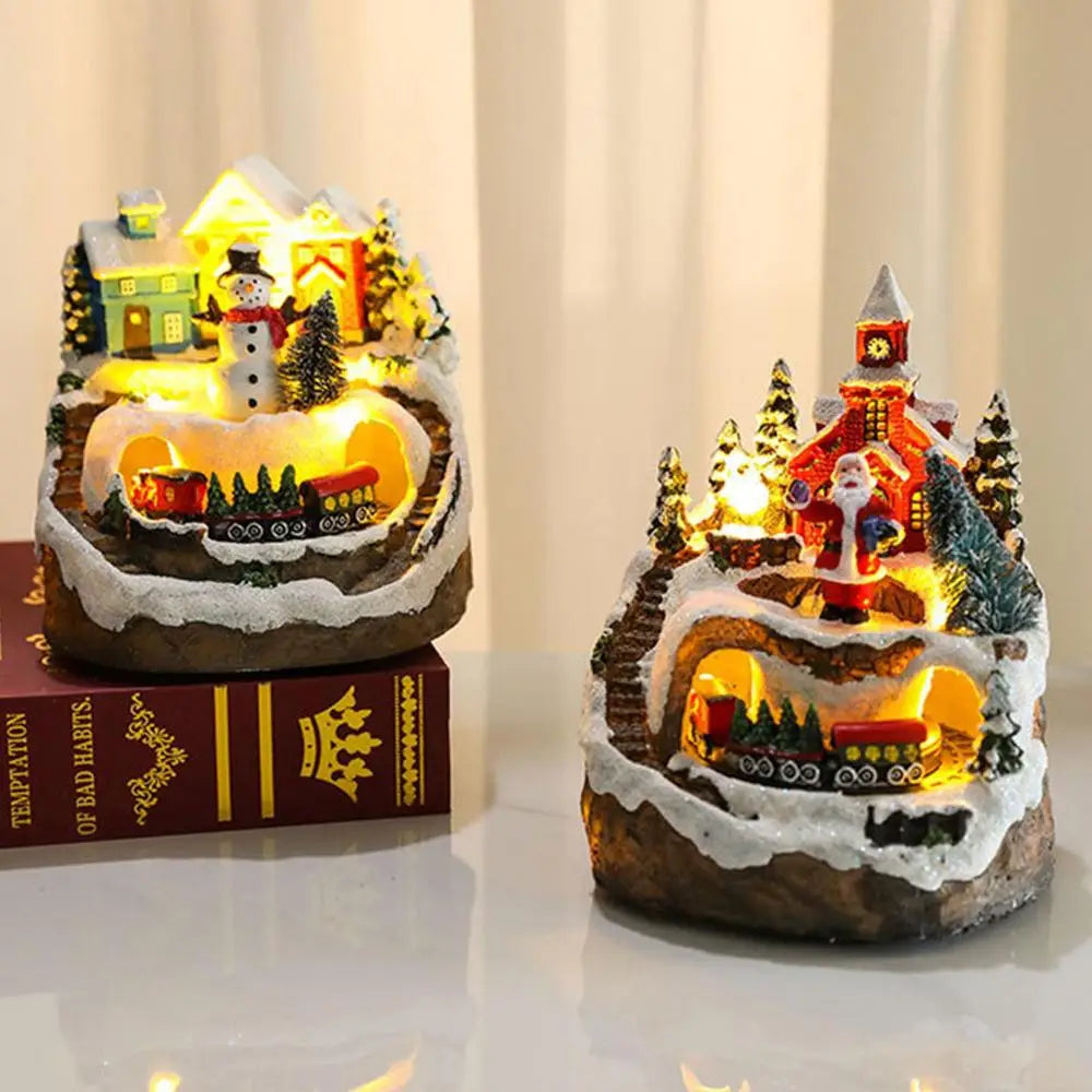 LED Rotating Train Scene Christmas Village Decor - Image 14