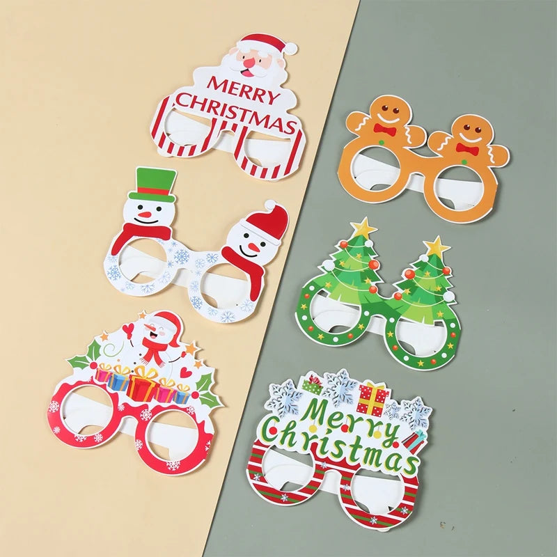 Festive Christmas Paper Glasses - Santa & Snowman Masks - Image 20