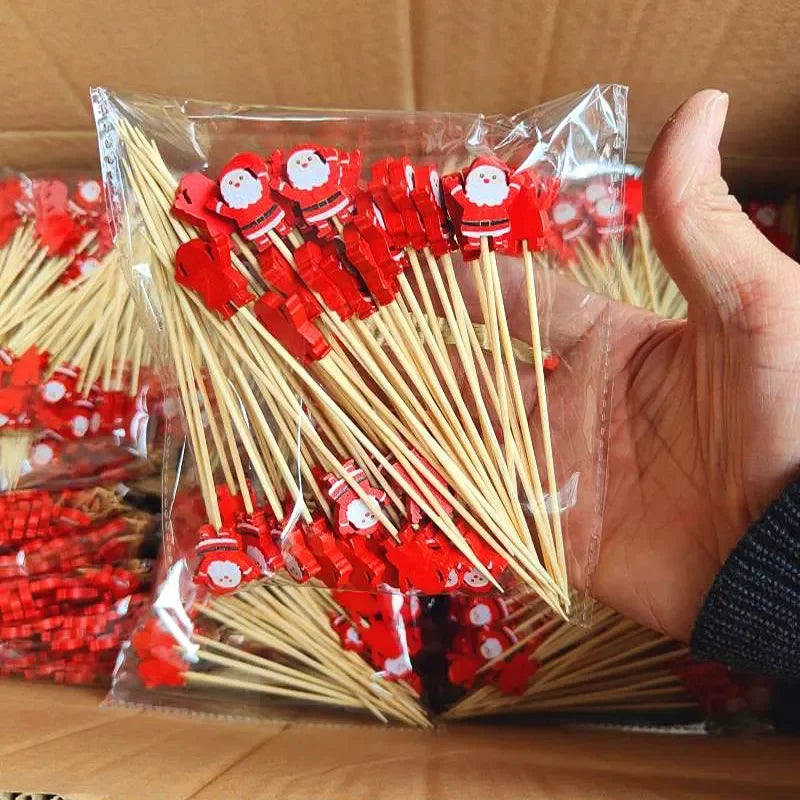 50Pcs Christmas Bamboo Sticks for Festive Decor