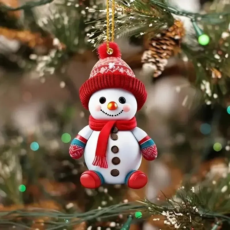 Festive Christmas Acrylic Ornaments: Santa & Snowman - Image 2