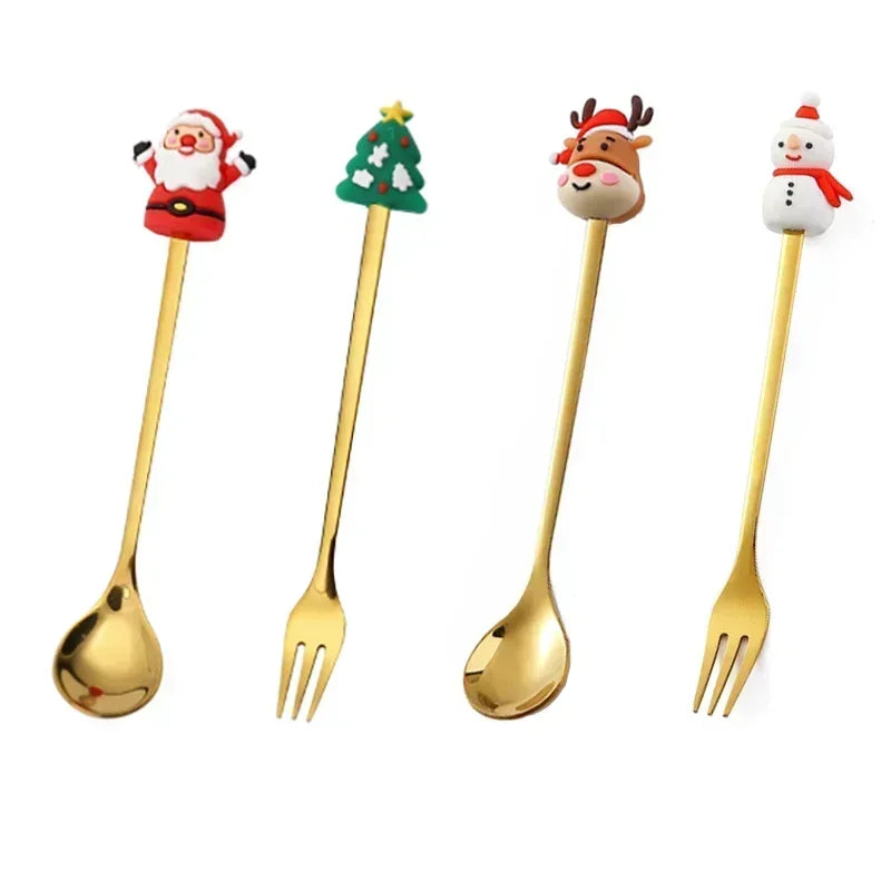 4 Christmas Elk Head Coffee Spoons for Festive Decor - Image 13