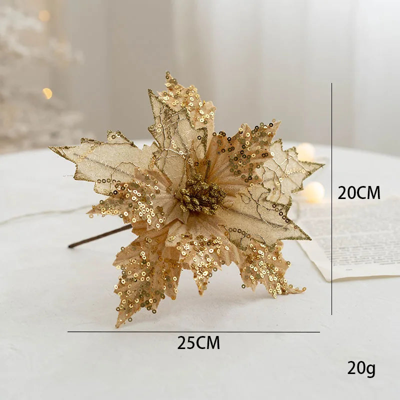 Elegant Christmas Sequins Flower Ornaments for Festive Decor - Image 6