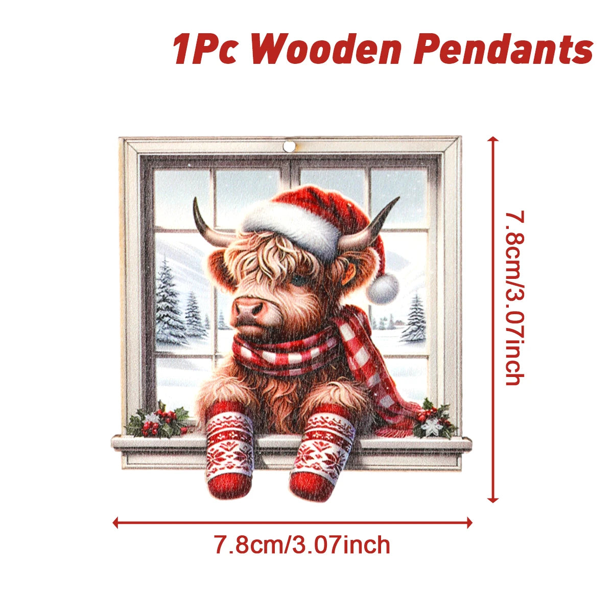 Charming Wooden Cow Christmas Ornaments for Festive Decor - Image 2
