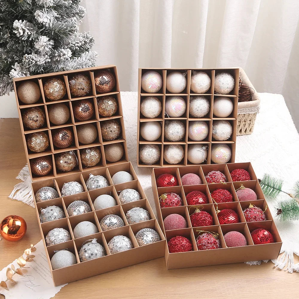 16pcs Glitter Christmas Ball Ornaments - Gold & Red - Image 5