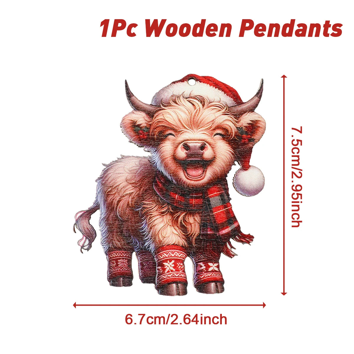 Charming Wooden Cow Christmas Ornaments for Festive Decor - Image 8