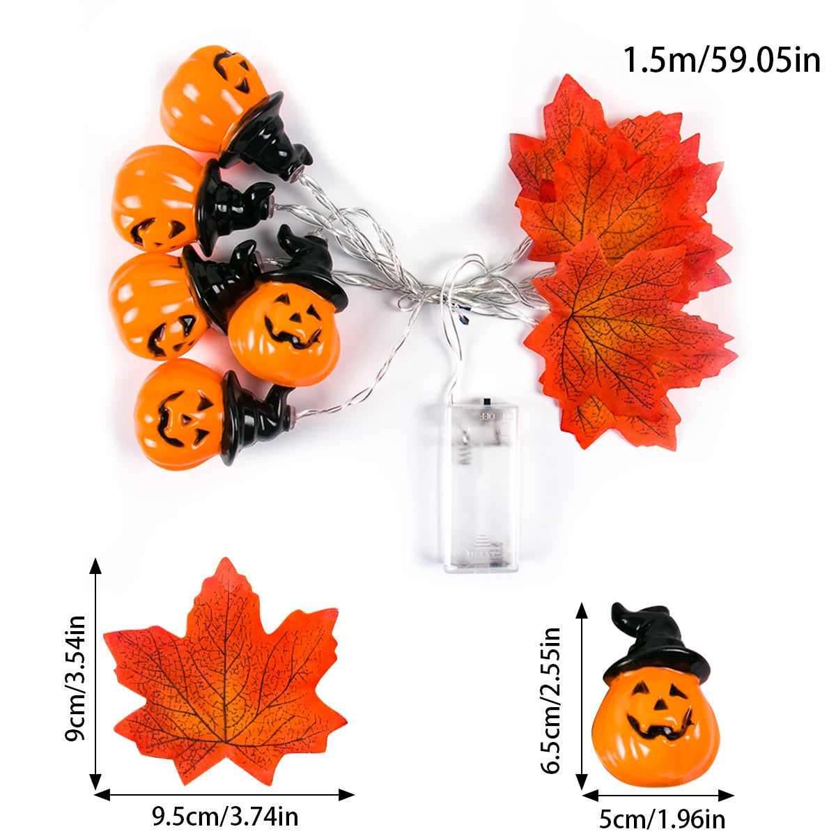 Festive Pumpkin & Maple Leaf String Lights - Image 8