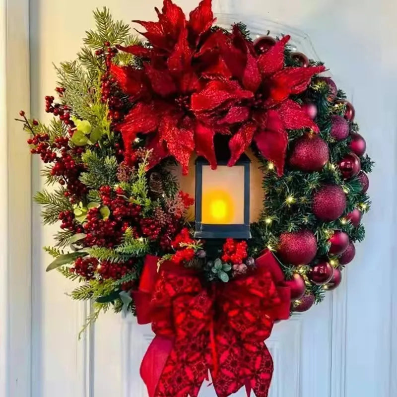 Festive Red and Gold Christmas Wreath for Doors - Image 10