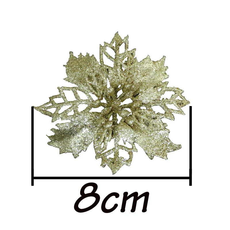 Glittering 10-Piece Christmas Tree Flower Ornaments - Image 7