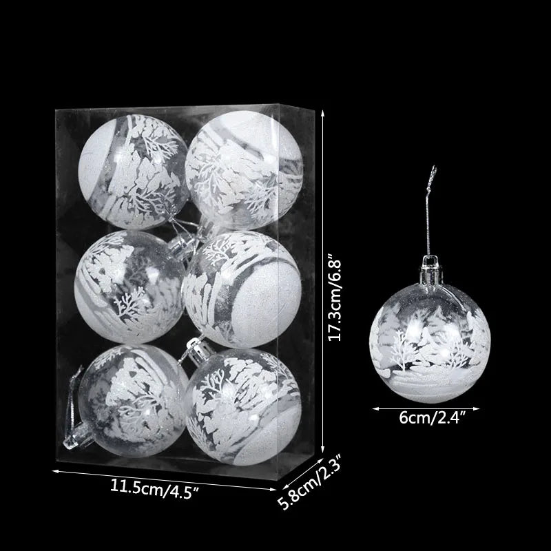 Charming 6-Pack Clear Snow Christmas Baubles - Image 9