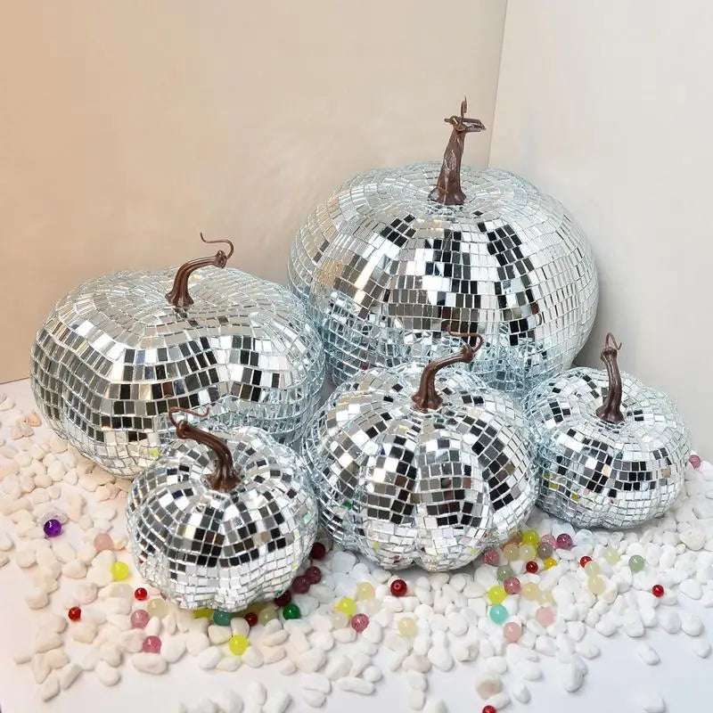 Handmade Pumpkin Disco Ball for Spooky Halloween Decor