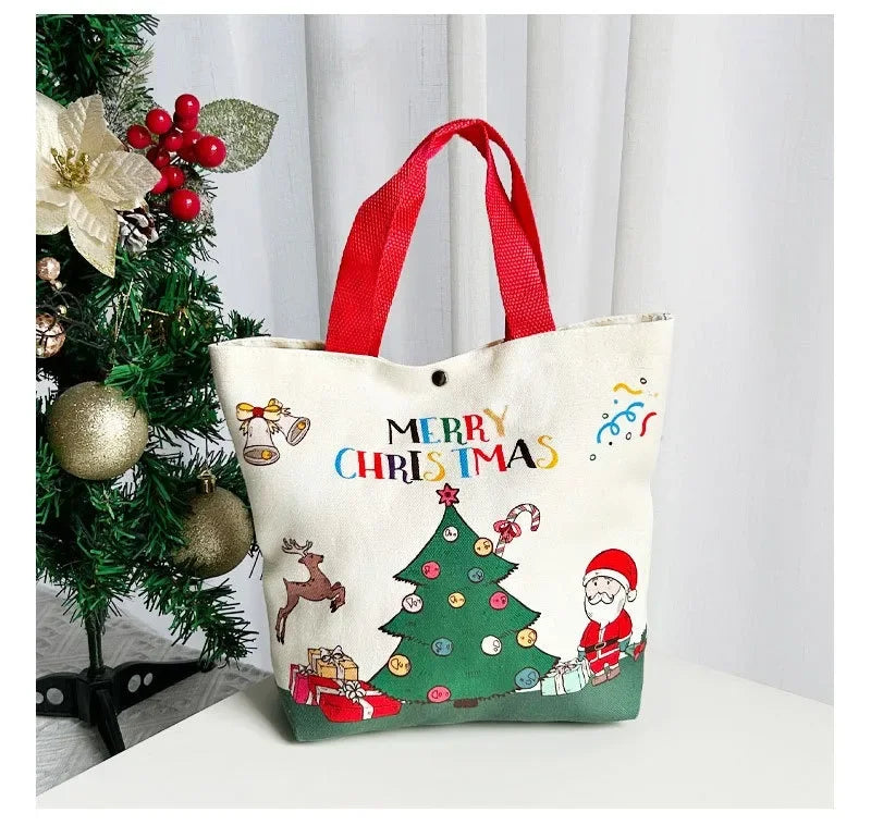 Festive Canvas Christmas Gift Bag - Santa & Elk - Image 8