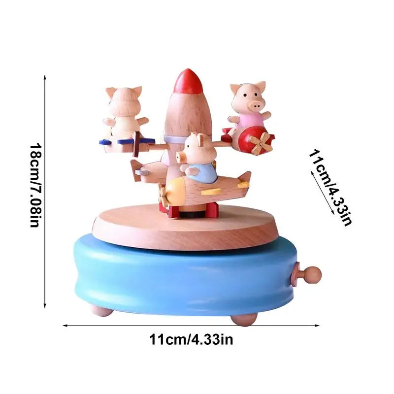 Enchanting Wooden Carousel Music Box for Christmas - Image 9