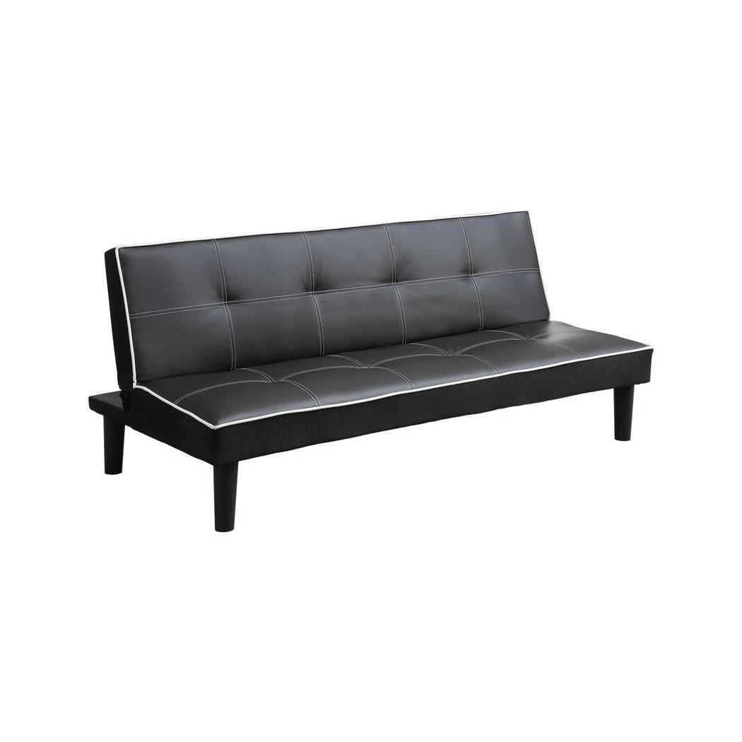 Sofá cama tapizado Avril con portavasos negro – Beck's Furniture