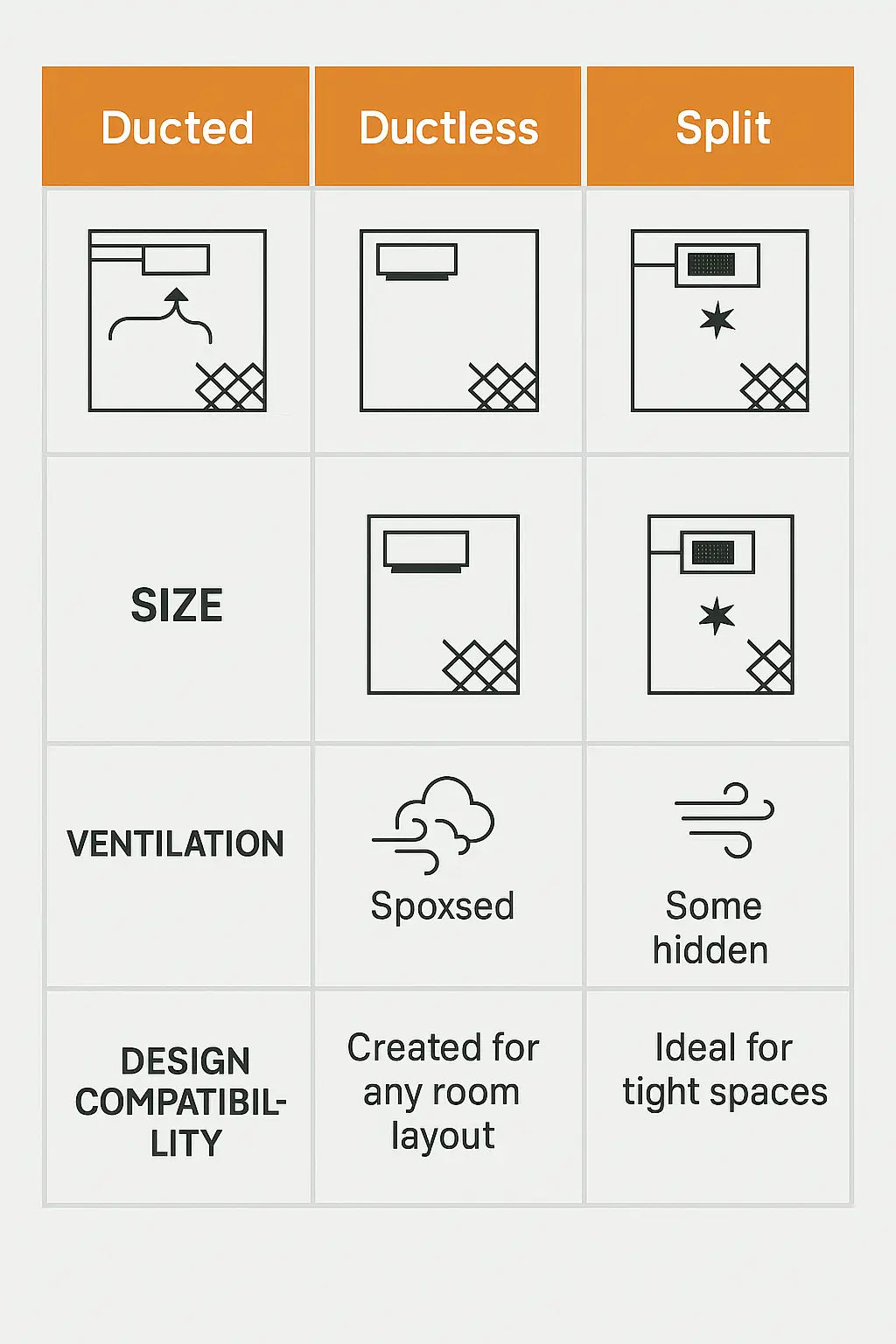 Comparison of ducted, ductless, and split wine cooling systems by room layout