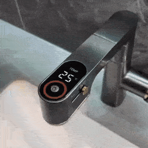 The Drawable Digital Display Faucet In The Bathroom Can Rotate And Lift