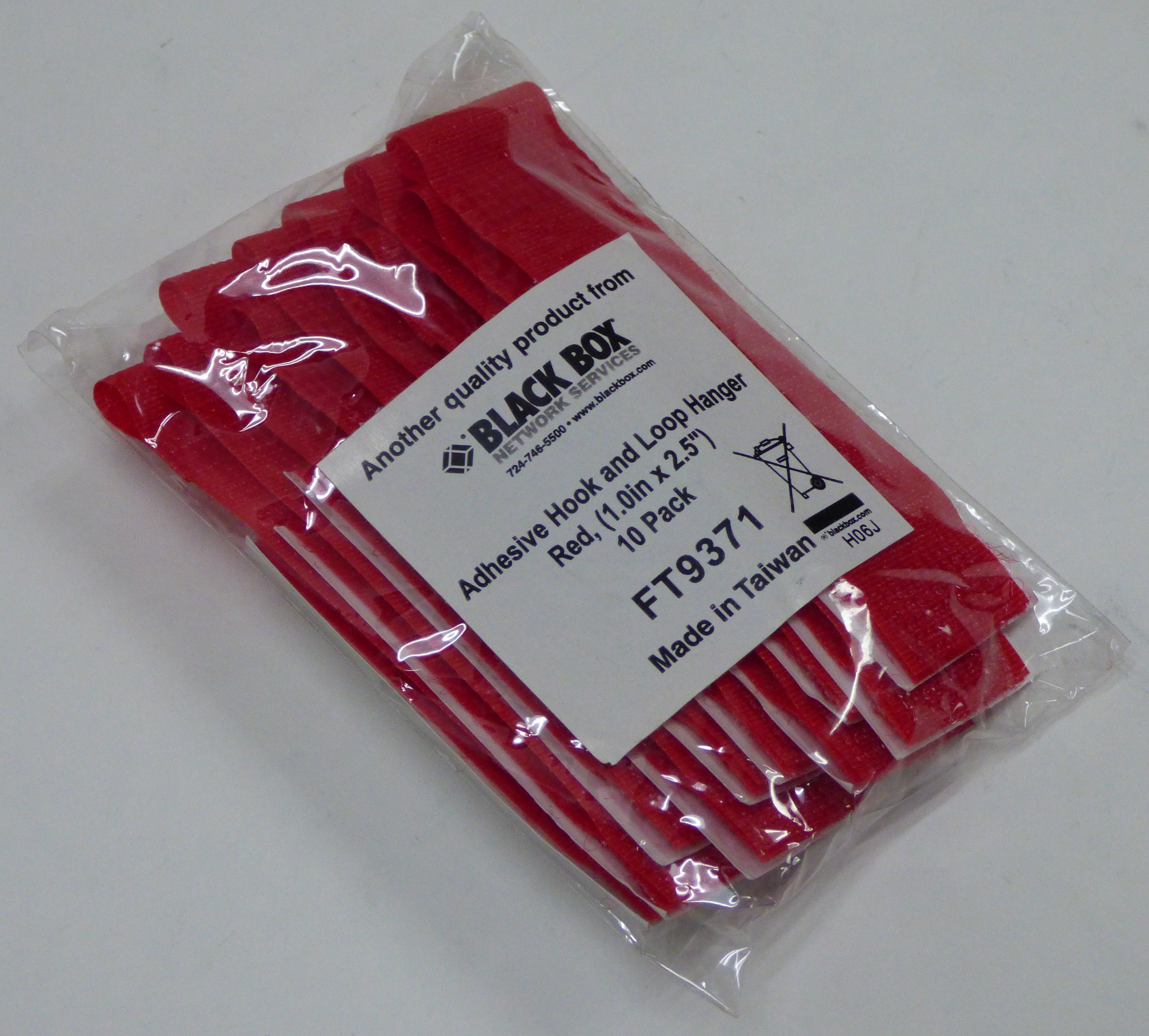 Lot of 30 Black Box Adhesive Hook & Loop Hangers | Red, 1x2.5”, 10 Pack (FT9371)