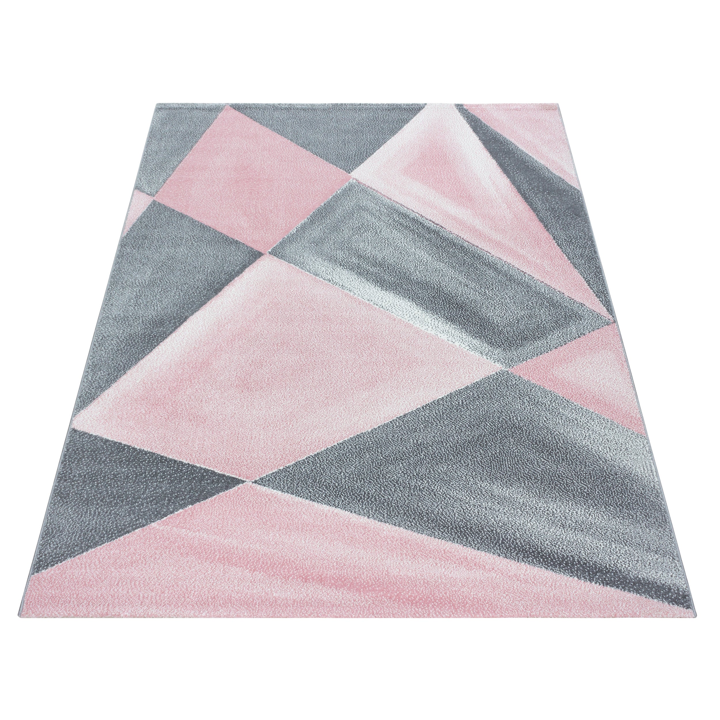 Kurzflor Designer Teppich Abstrakt Wei Grau – Pink Wohnteppich HomebyHome Gemustert