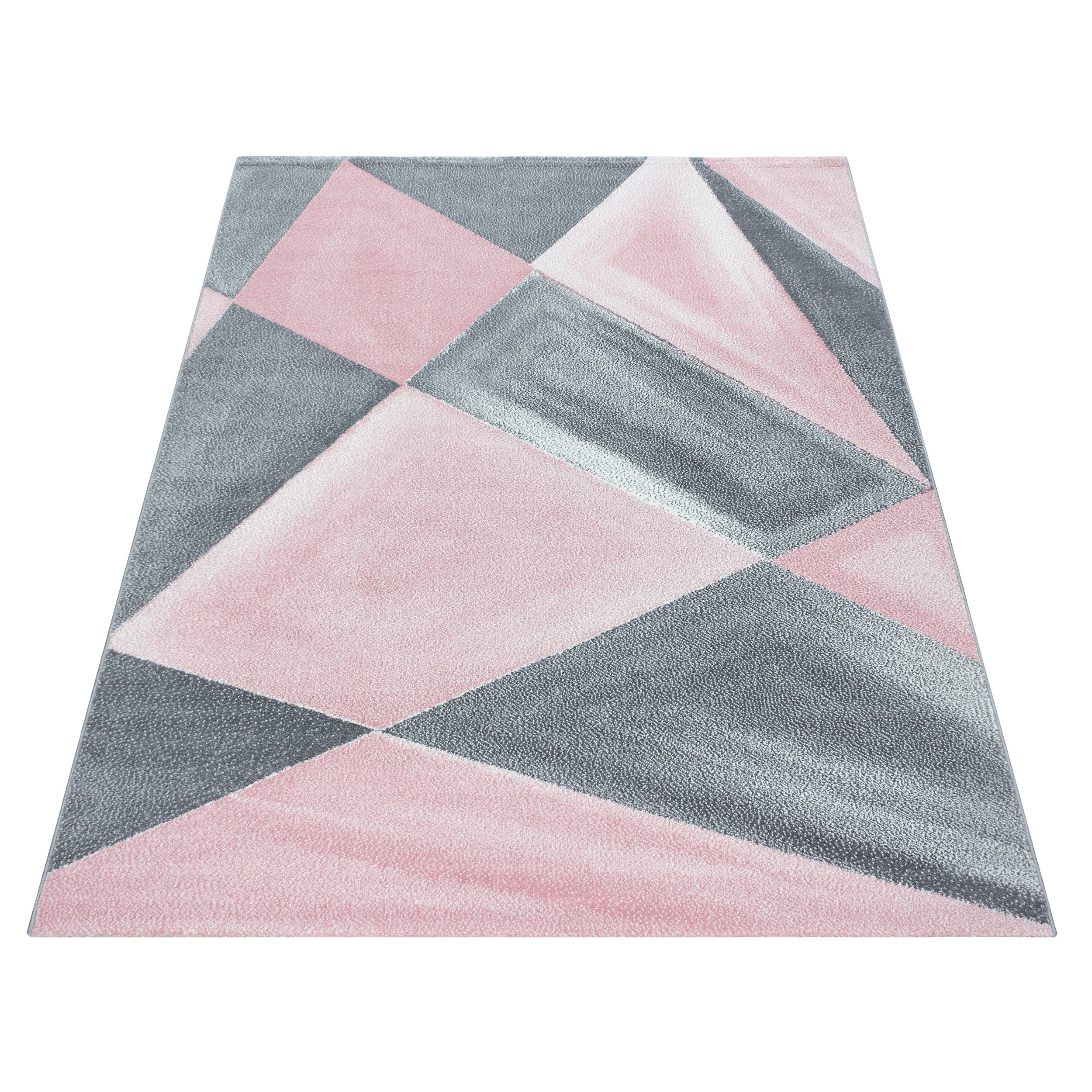 Kurzflor Designer Teppich Abstrakt Gemustert Pink Grau – Wohnteppich HomebyHome Wei