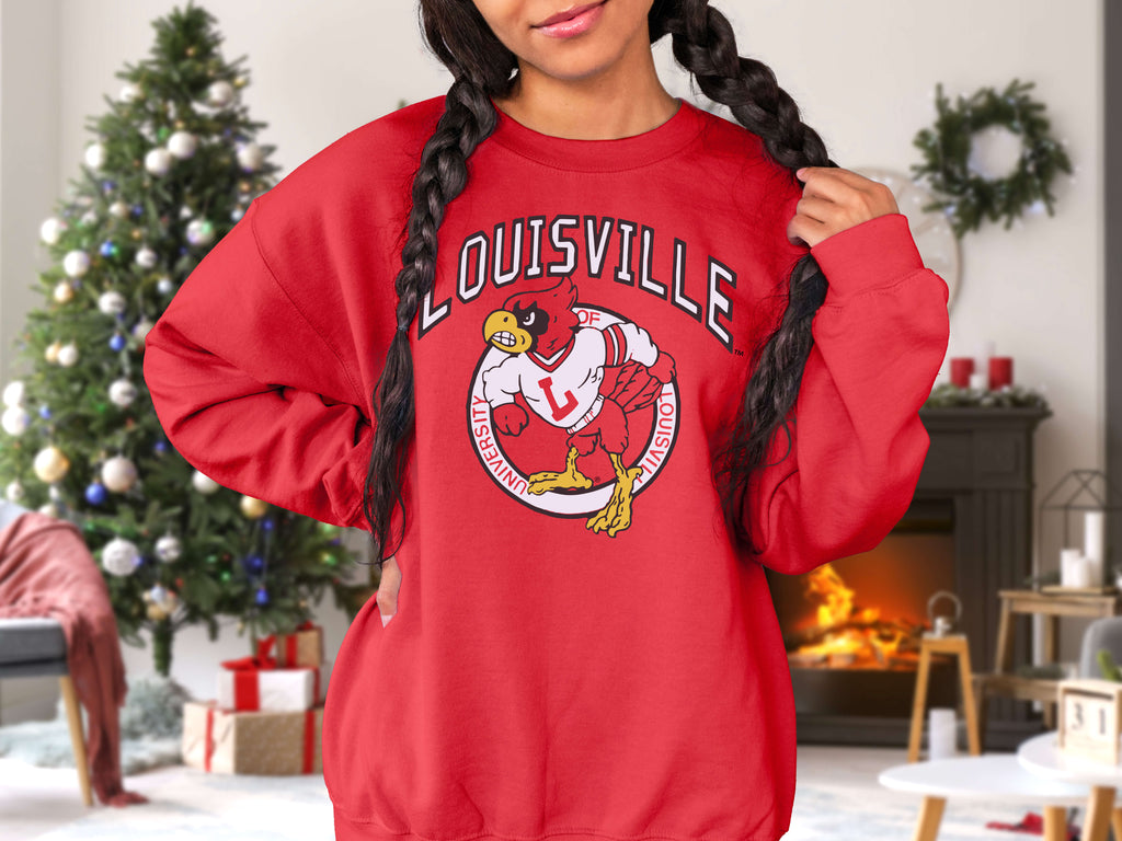 red louisville crewneck sweatshirt