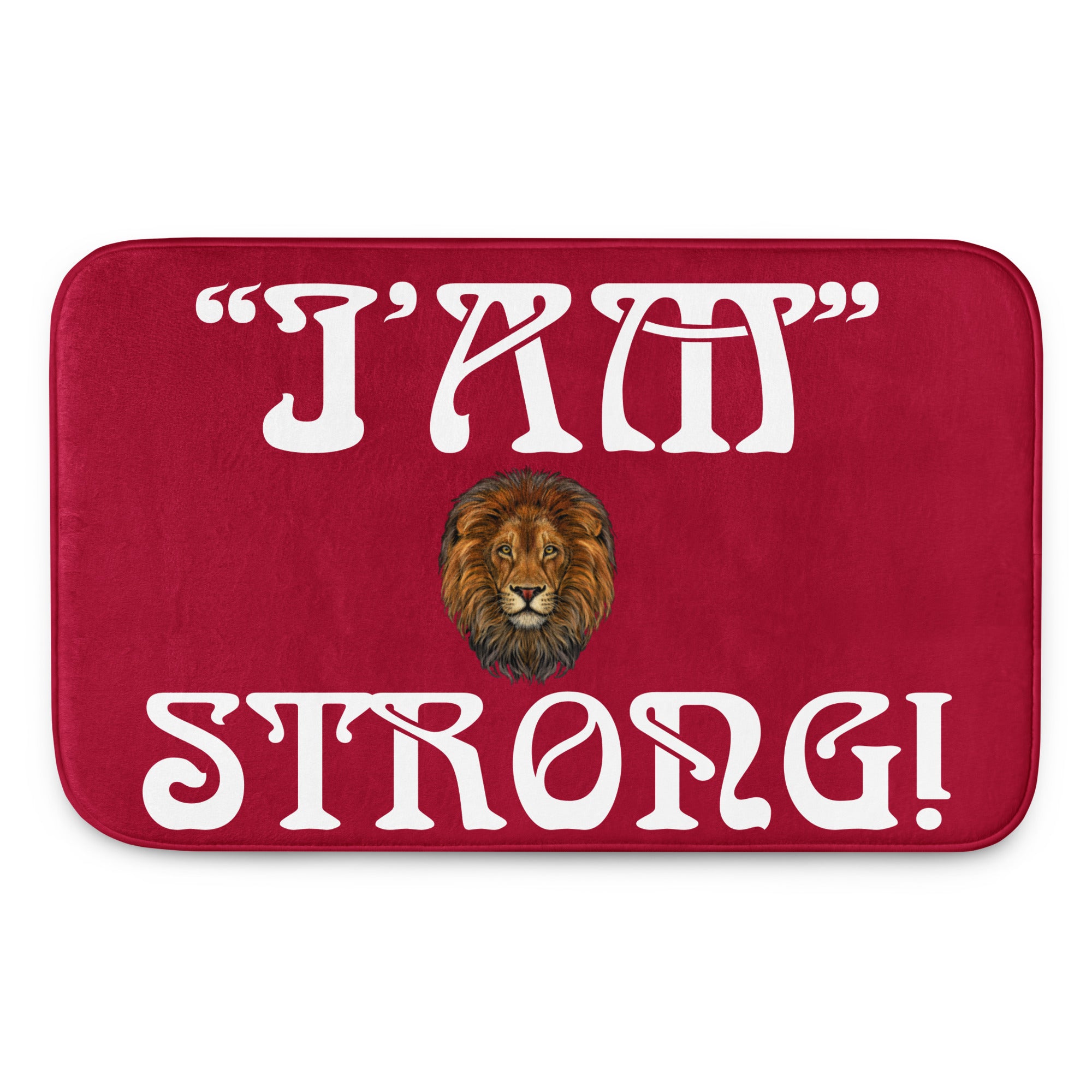 “I’AM STRONG!”Red Memory Foam Bath Mat W/White Font