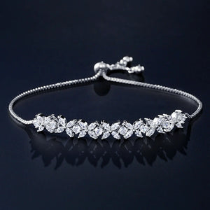 Classic Shiny Clear Zircon Flowers Adjustable Bracelets - BestShop