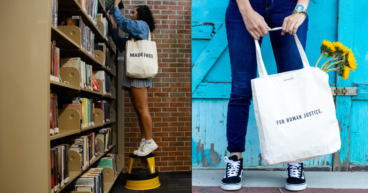 Women carrying canvas market totes for everyday things