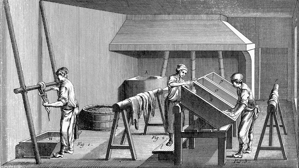 history of leather tanning Copper engraving, ca. 1769, France. Courtesy of Granger, NYC