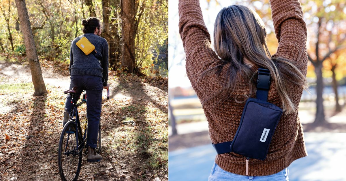 people wearing back sling fanny pack style