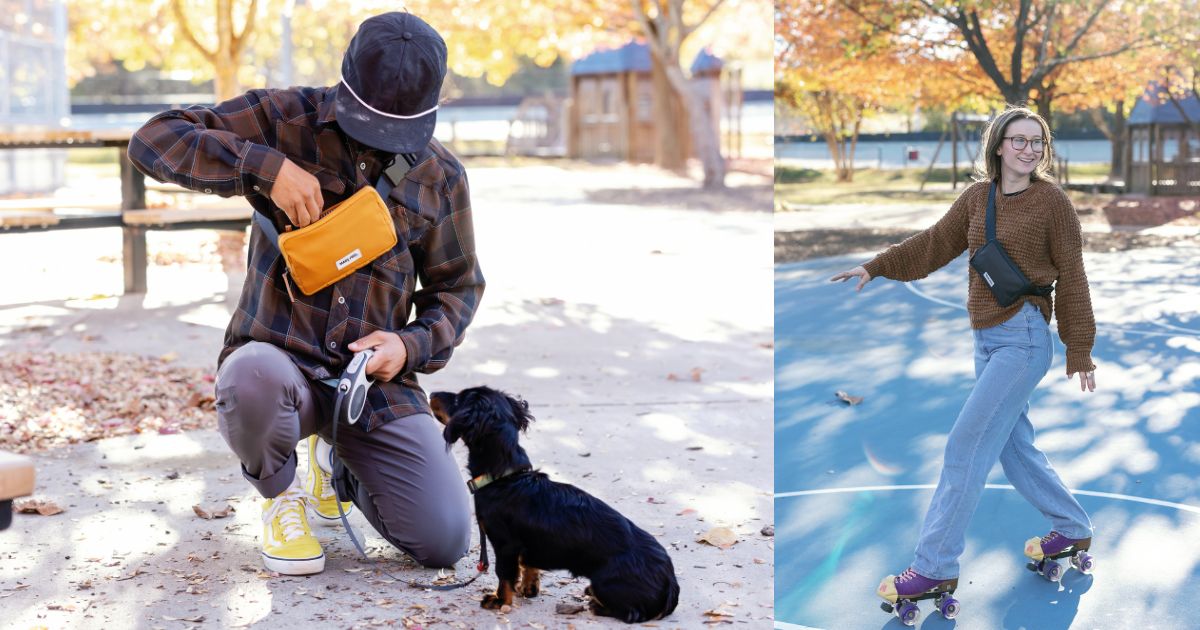 people wearing front sling fanny pack style