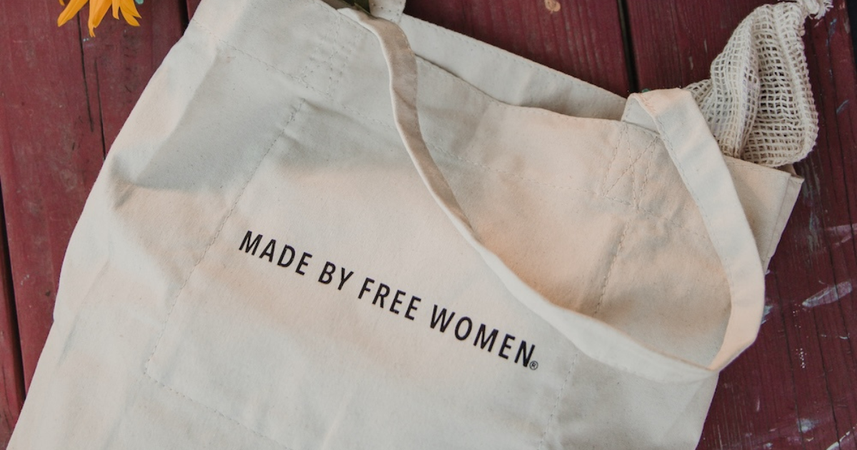made by free women canvas tote bag