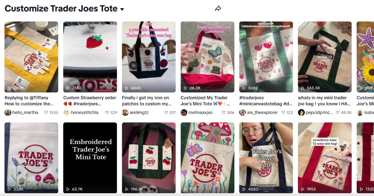 trader joes mini totes customized on tiktok