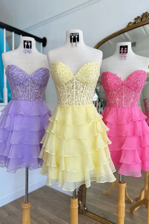 A Line Sweetheart Chiffon Short Homecoming Dresses - Koutun Dress