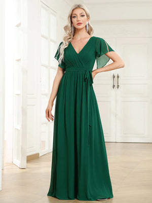 Chiffon bridesmaid dress in emerald green size wide - Koutun Dress
