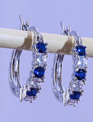 Women's Zircon Hoop Earrings Fine Jewelry Classic Precious Stylish Simple Earrings - Koutun Dress