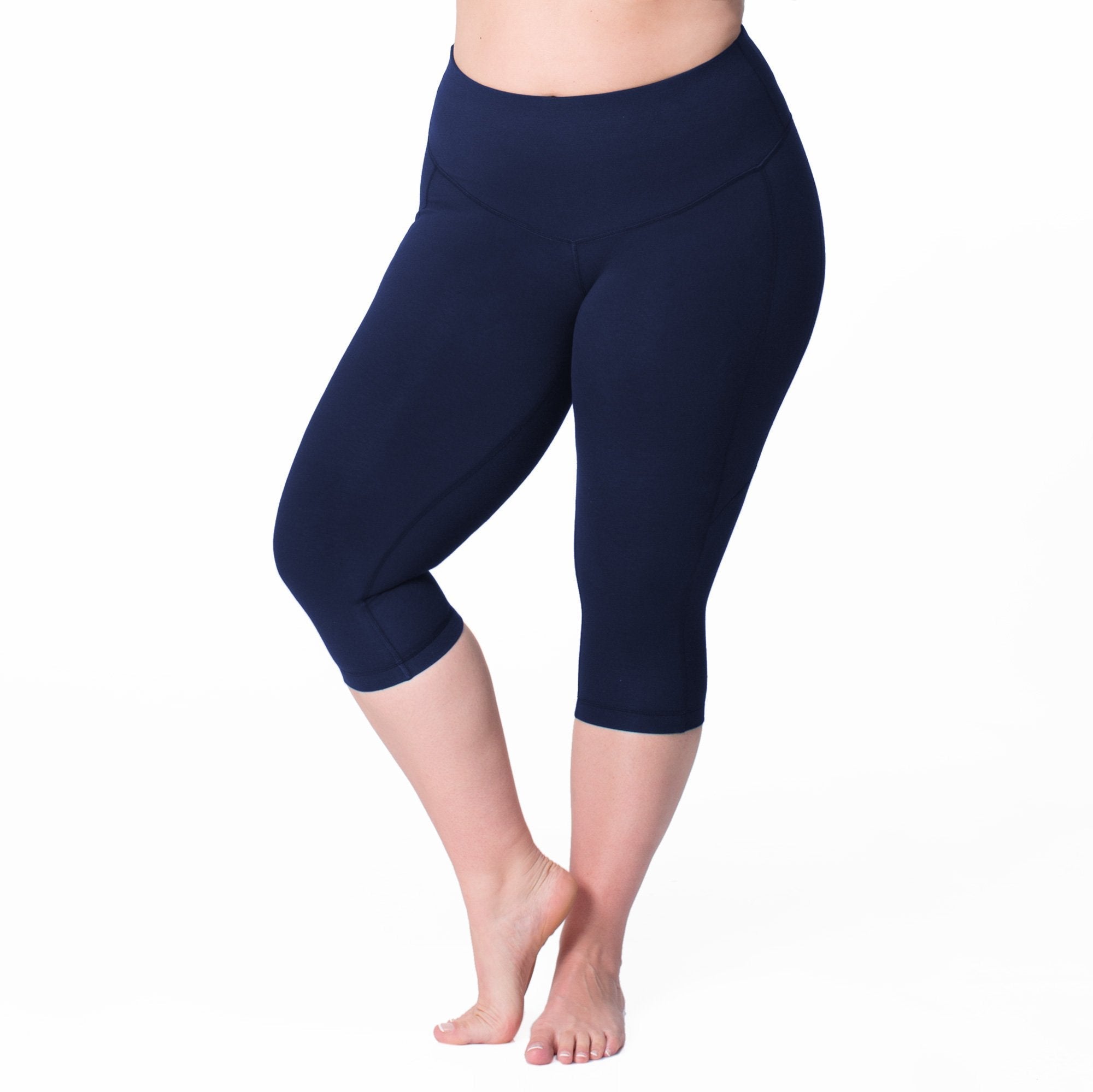 Buy VOGUEMAX Women's Capri Leggings Plus Size Stretch Comfy High