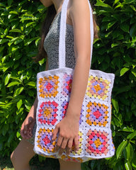 cabas sac en crochet granny square