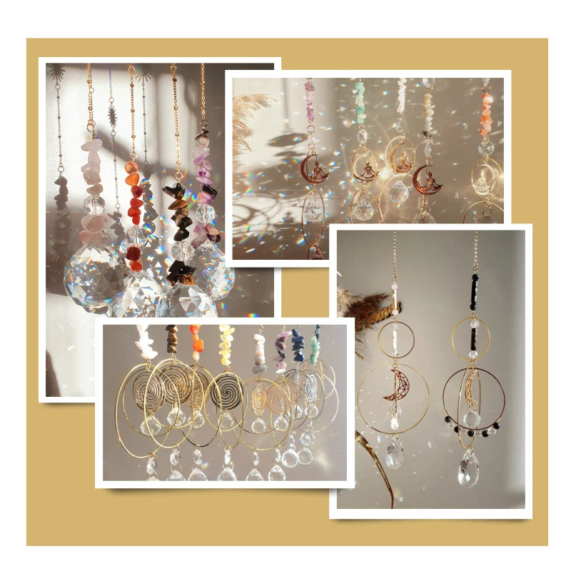 Attrape Soleil Suncatcher Attrape Soleil Cristal Capteur de Soleil Cristal  Prisme Arc en Ciel Attrape-Soleil 7 Chakra Pierre Guérison Décoration  Suspendue de Chambre Maison Fenêtre : : Jardin