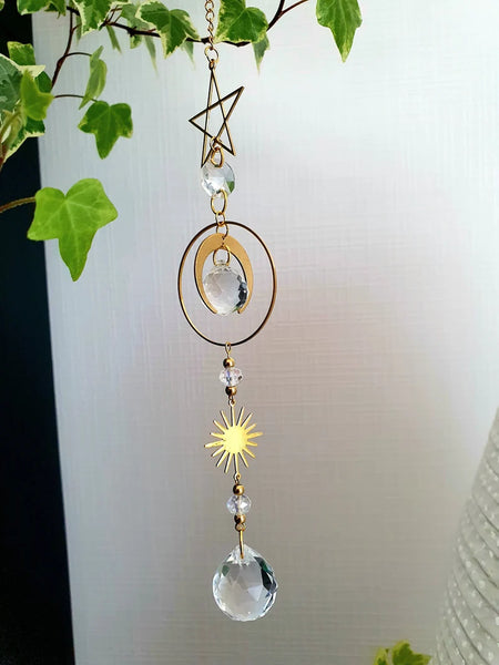 2 Pièces Capteur De Soleil Cristal, Lune Star Suncatcher Pendentif En  Cristal Ornement, Lune De Cristaux Suspendus Capteurs D[H441]