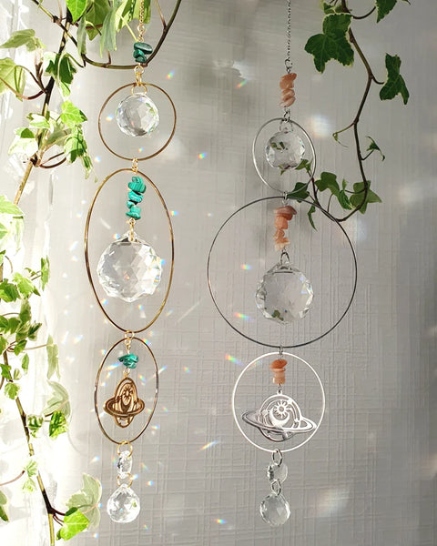 Suncatcher Mobile Arbre de Vie Perles Verte Cuivre Inox, Suspension  Extérieur Intérieur Zen, Décoration Maison Bohème Attrape Soleil