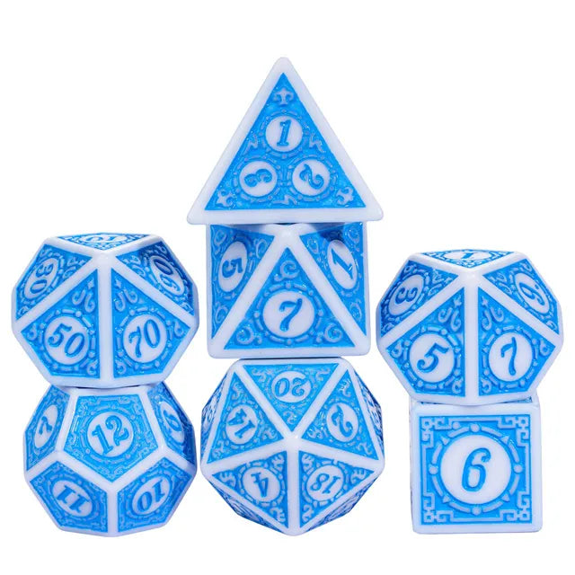 Blue Window Lattice 7-Dice Set
