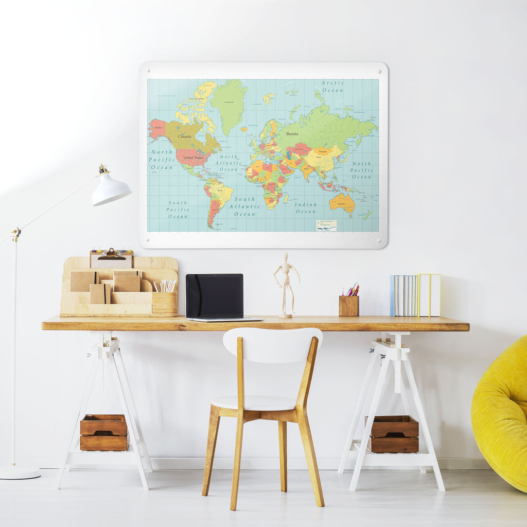 World Map Large Magnetic Notice Board Wall Art Beyond The Fridge