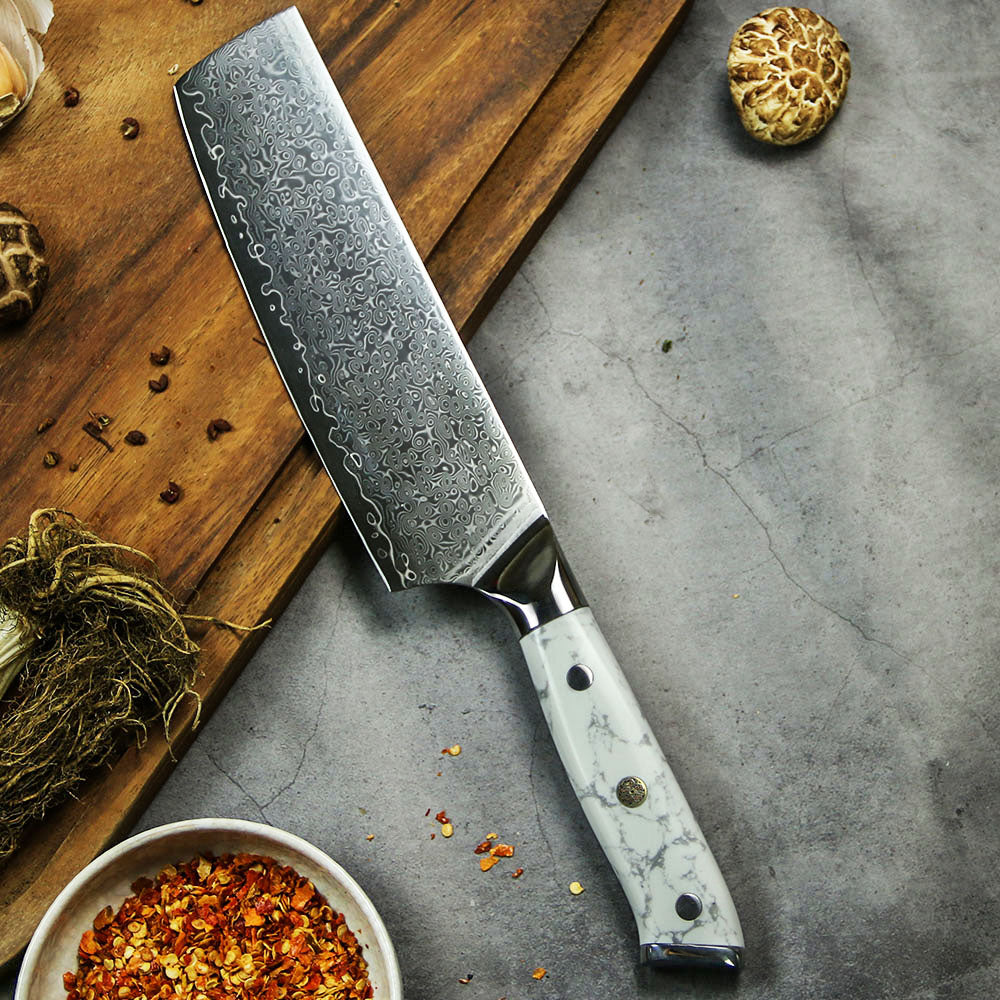 Kitchen Knife Set - Nakiri Chef Santoku Paring and Bread Knife - Damascus -  Unfinished Kit - 5 Piece