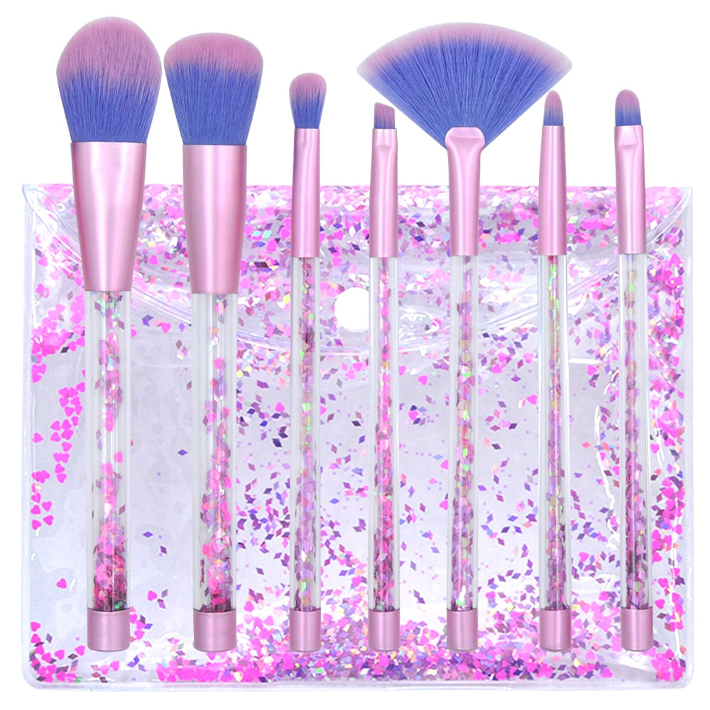 Unicorn Pink Diamond Makeup Brushes Set –