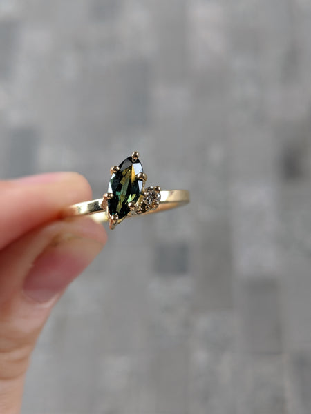 Green Marquise Sapphire & Diamond Ring – Maya Magal London