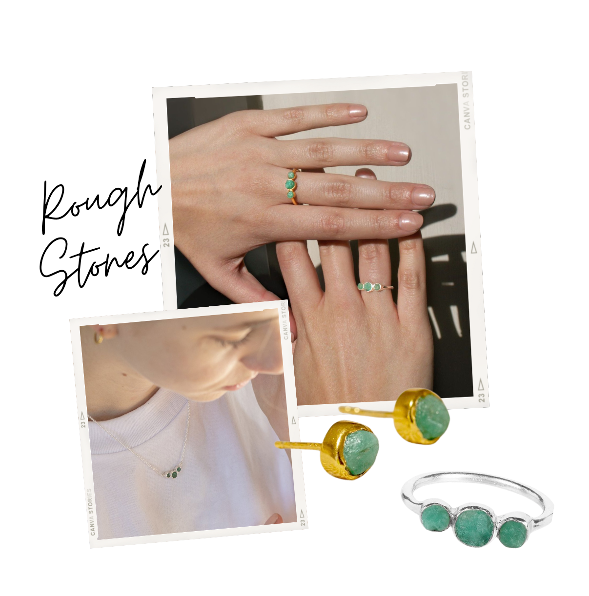 rough stones emerald jewellery by maya magal london